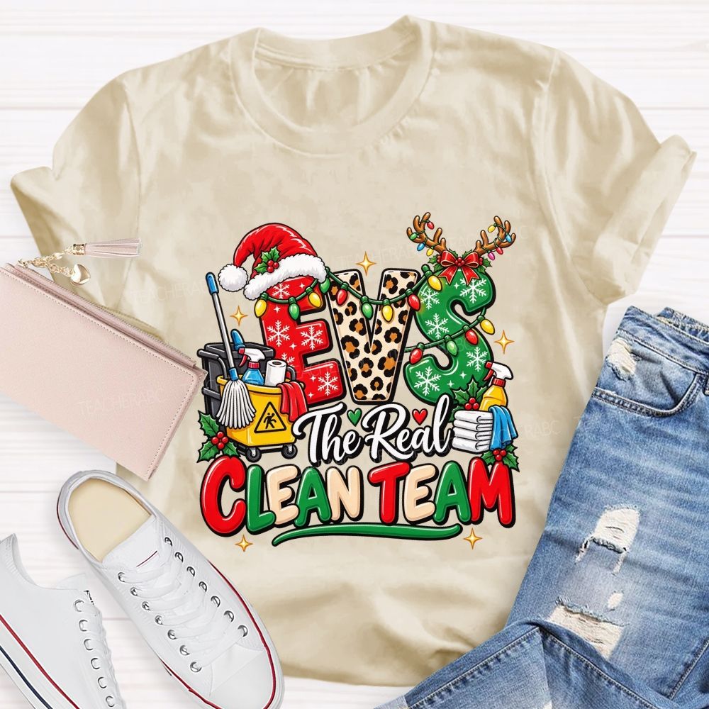 Evs The Real Clean Team Christmas Custodian T-shirt