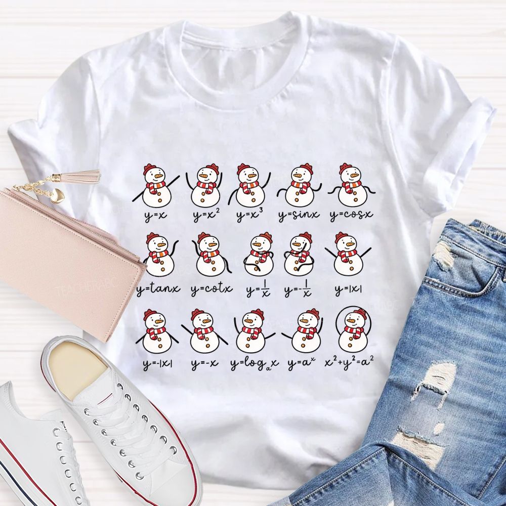 Math Teacher Snowman Function Graphs Christmas Teacher T-shirt