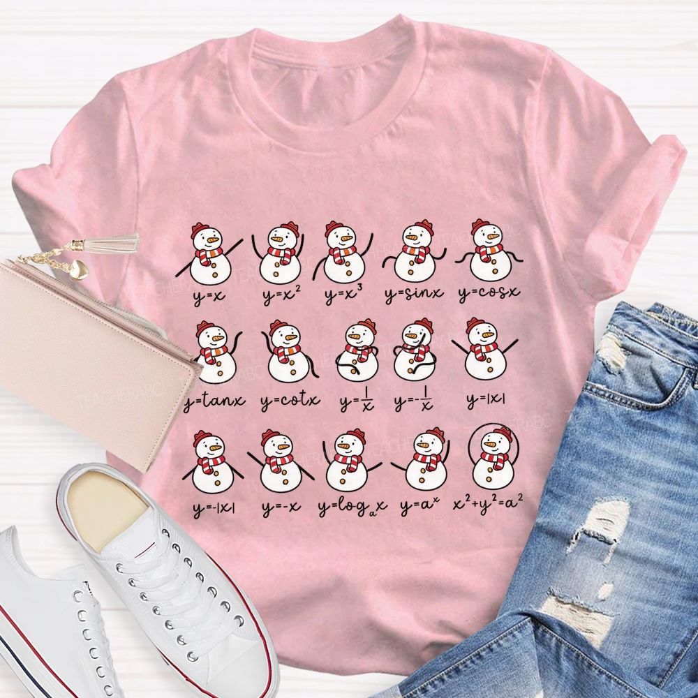 Math Teacher Snowman Function Graphs Christmas Teacher T-shirt