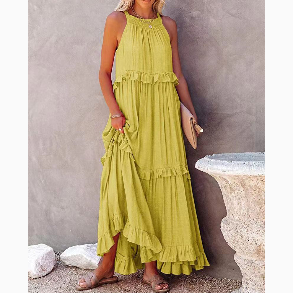 Long Floor-Length Tiered Dress For Women