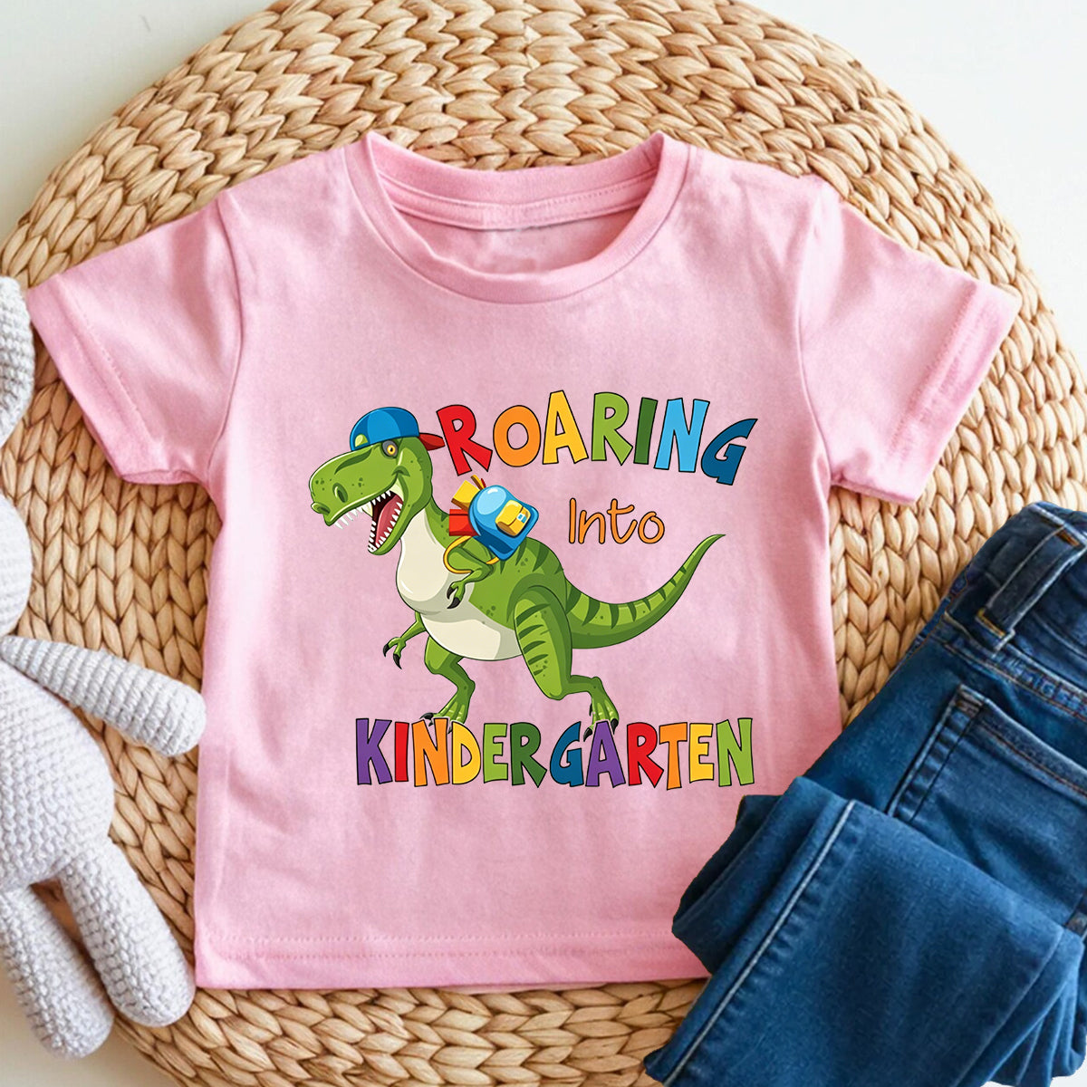 Personalized Grade Roaring Into Kindergarten Toddler T-shirts
