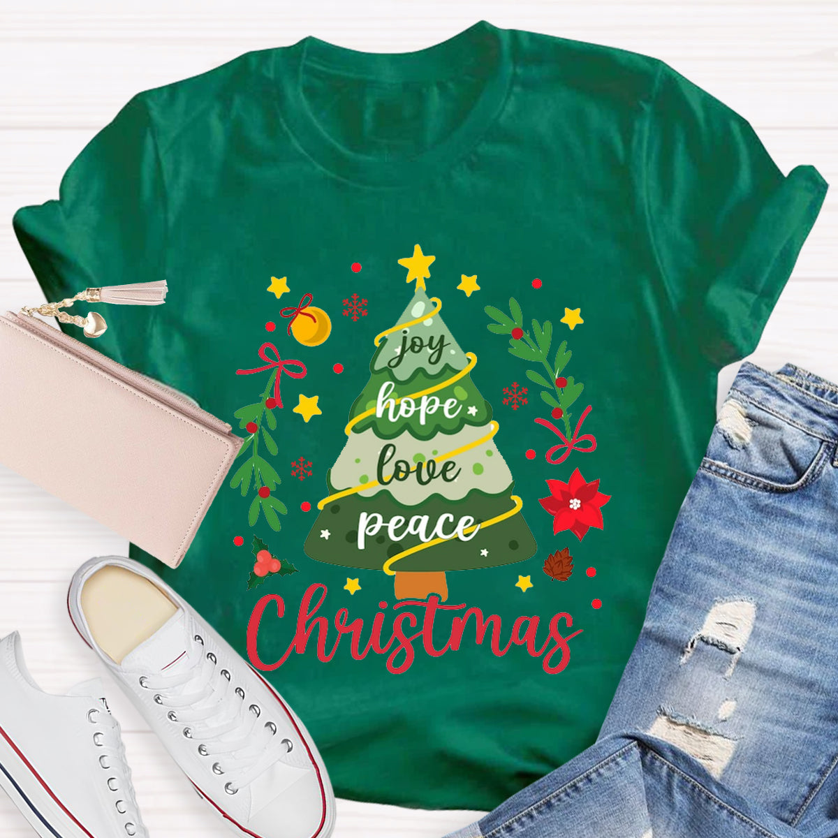 Christmas Tree Joy Hope Love Peace T-Shirt