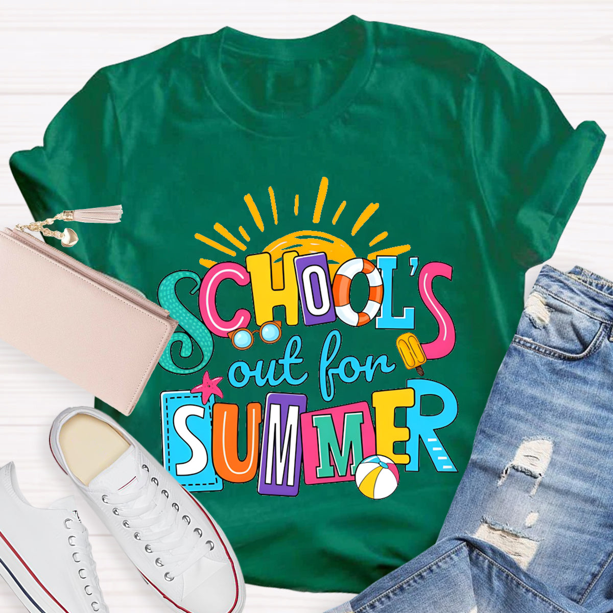 Schools Out For Summer Sun Teacher T-Shirt