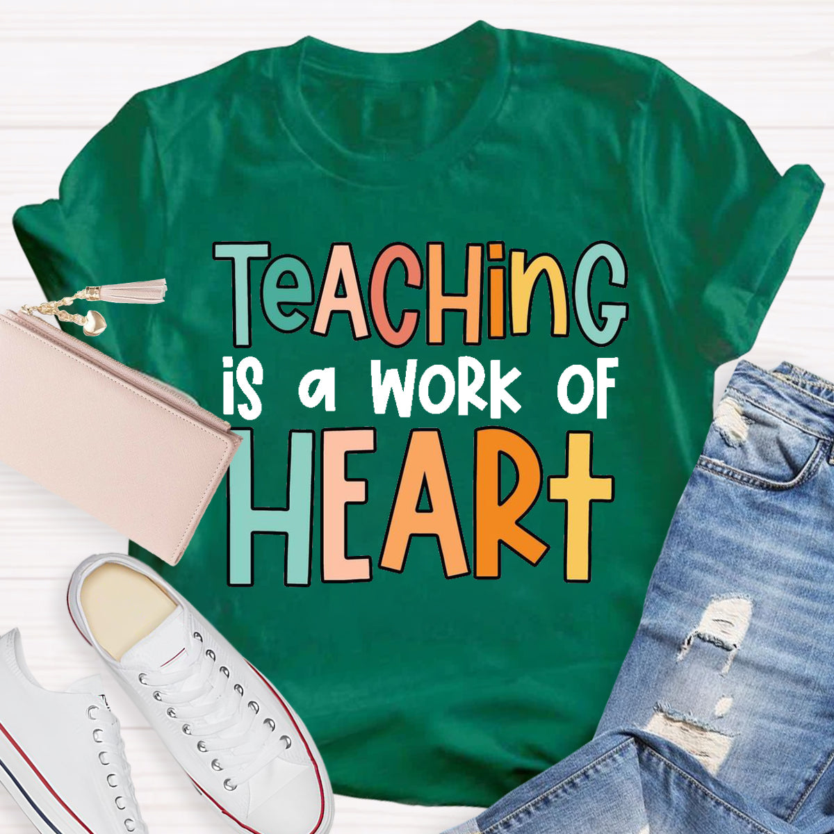Teaching Is A Work For Heart Teacher T-Shirt