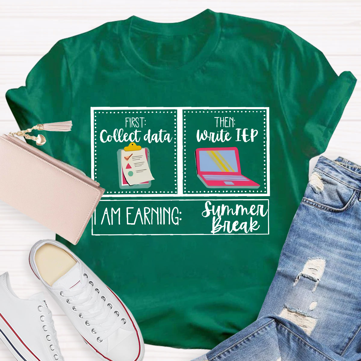 First Coffee Date Then Write Iep I'M Earning Summer Break Teacher T-Shirt T-Shirt