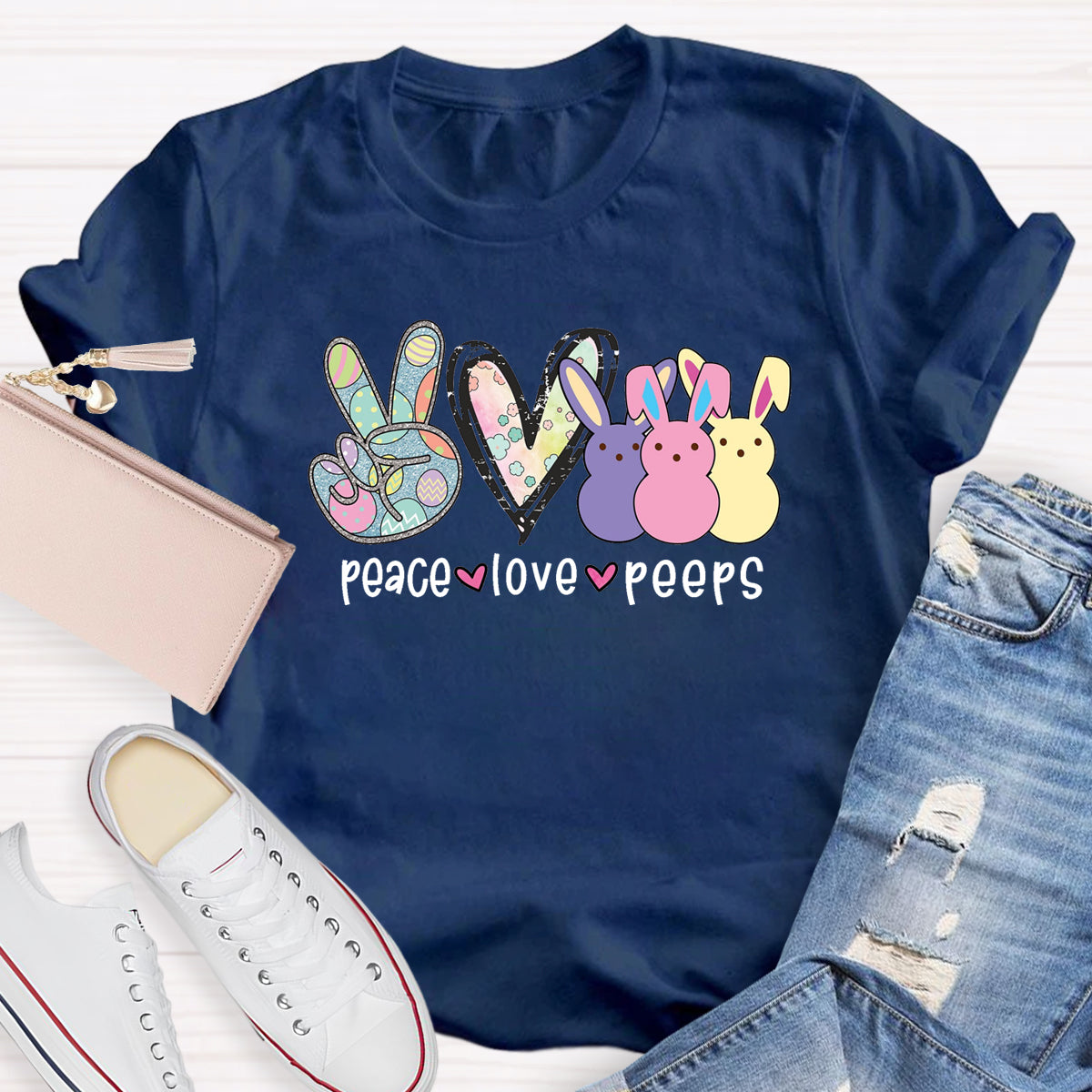Peace Love Peeps Easter Heart T-Shirt