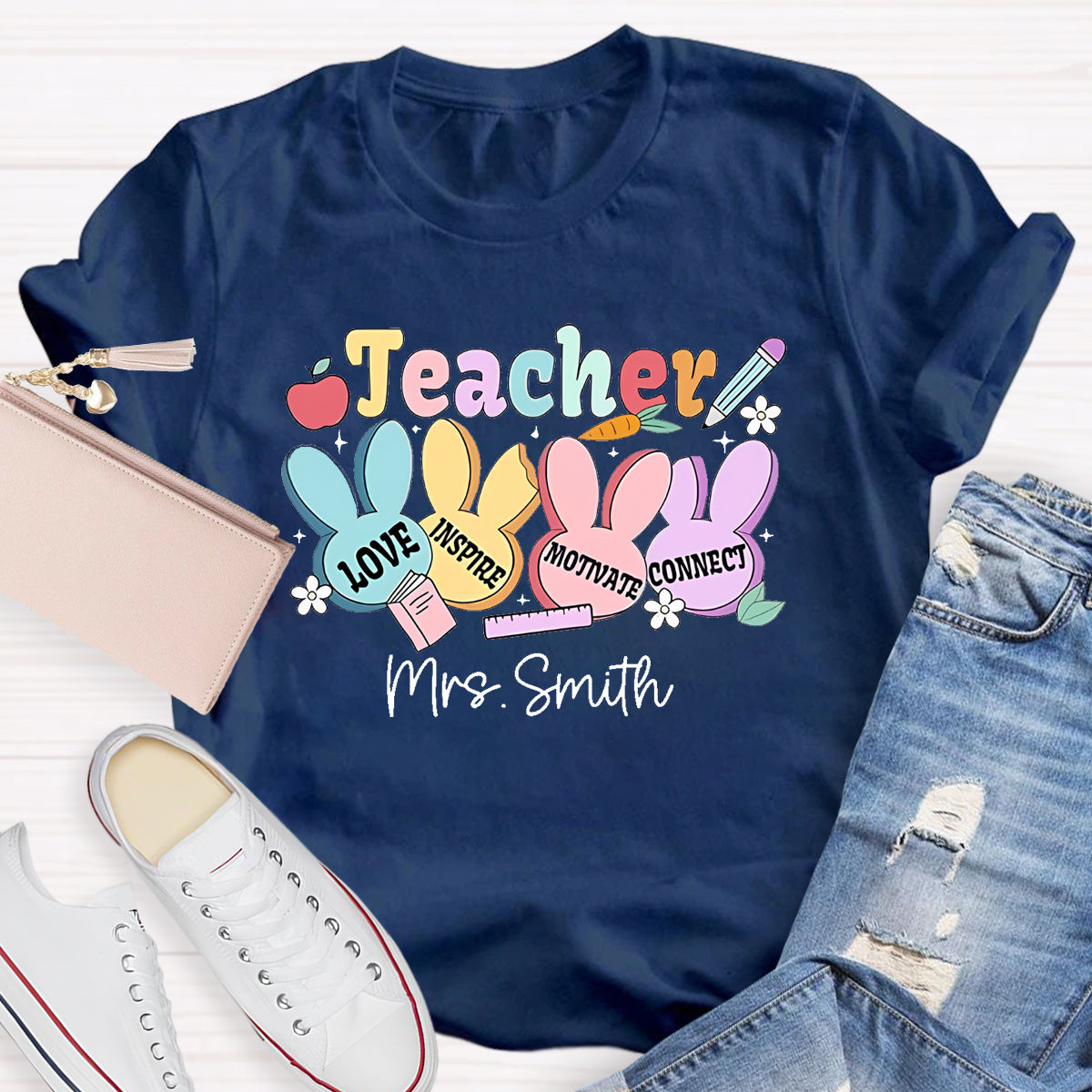 Personalized Name Teacher Love Inspire T-Shirt