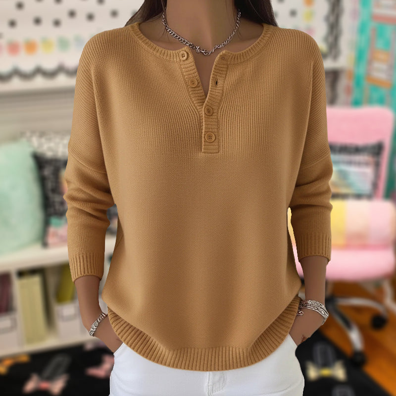 Women’s Cozy Knit V-Neck Button Sweater