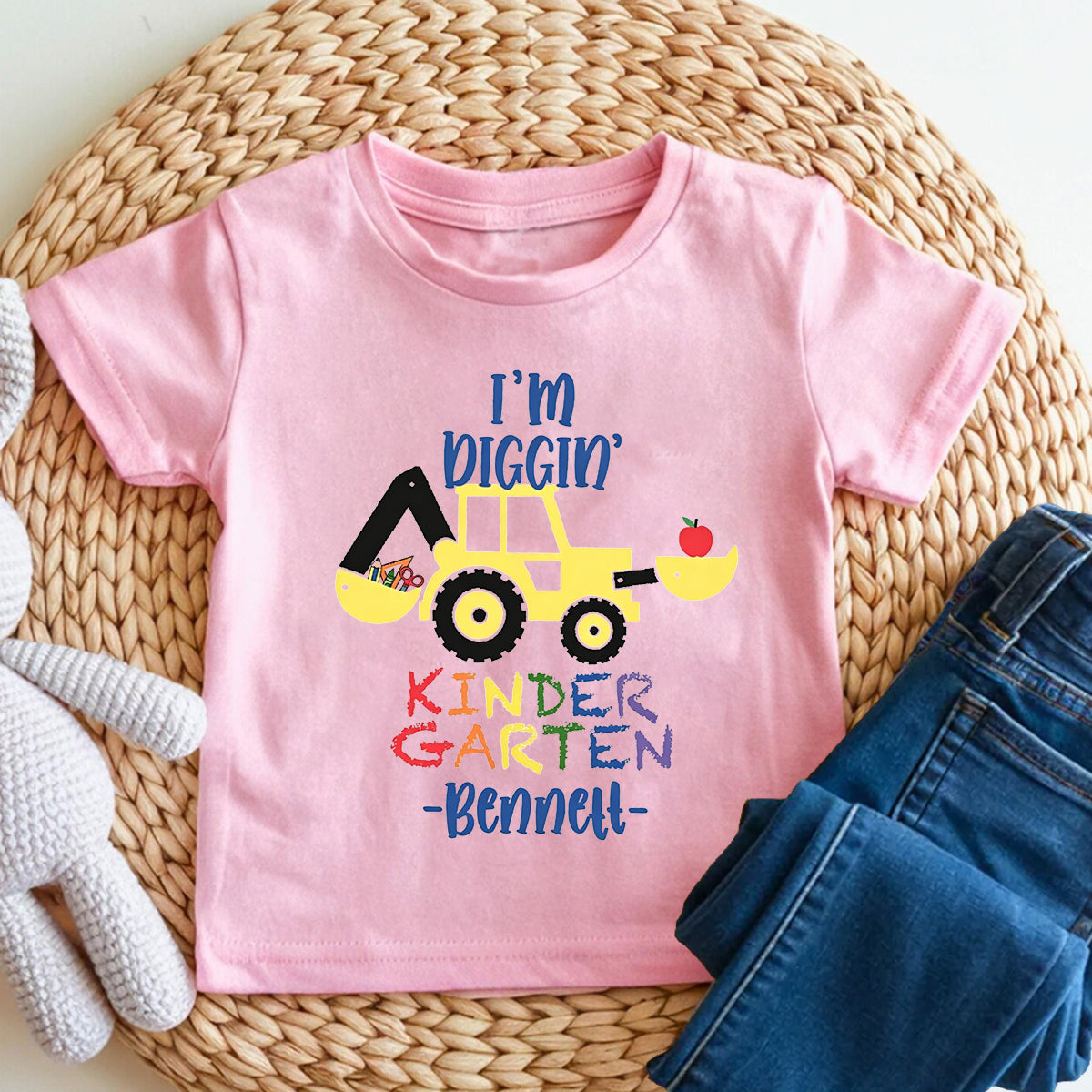 Personalized Name And Grade I'M Diggin' Kindergarten Toddler T-shirts