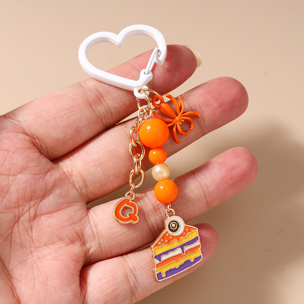 Halloween Letter Spider Eye Cake Ghost Keychain