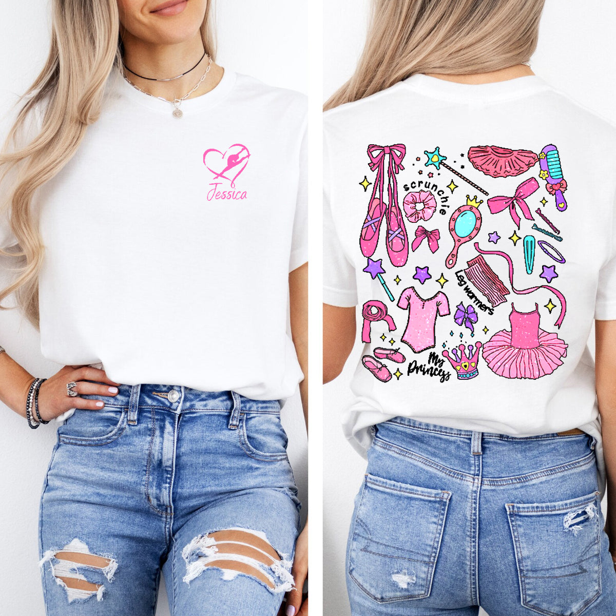 Personalized Name Scrunchie Leg Warmers Double Printed T-shirt