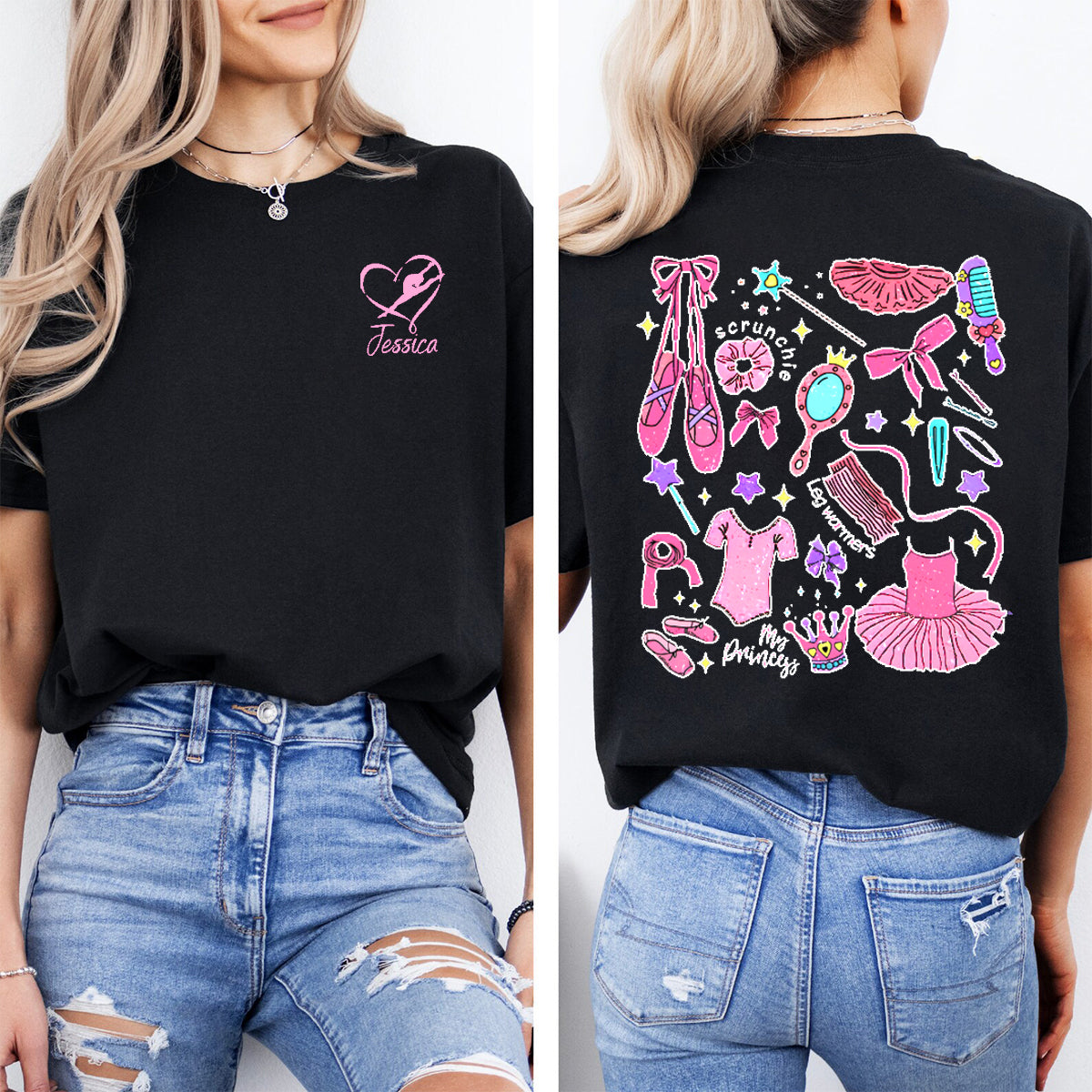 Personalized Name Scrunchie Leg Warmers Double Printed T-shirt
