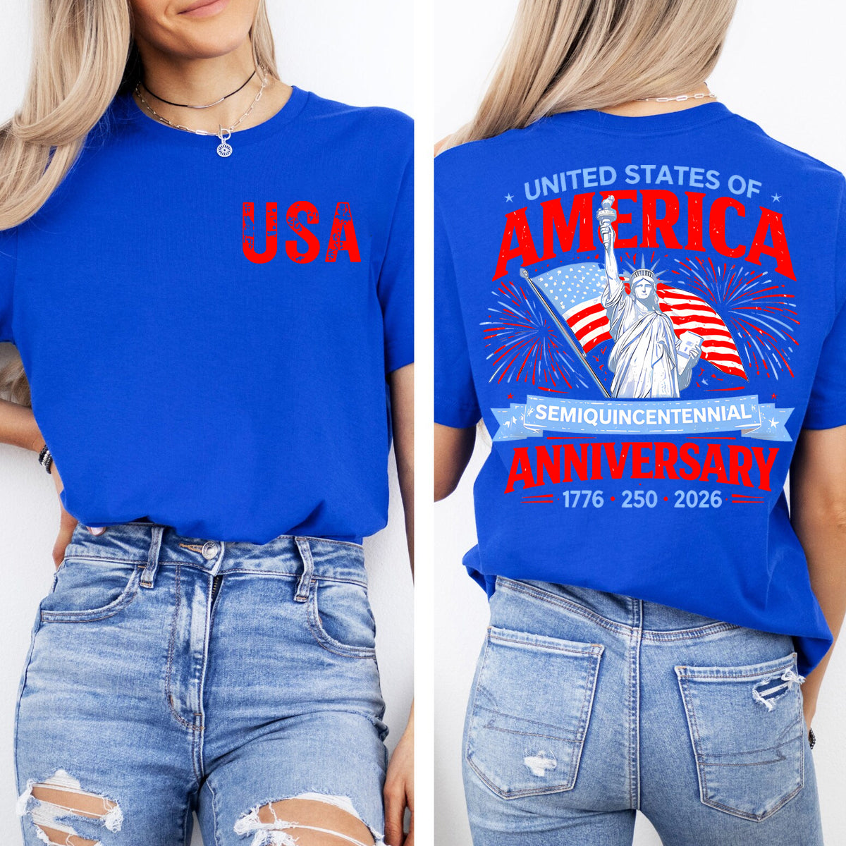 United States Of America Double Printed T-shirt