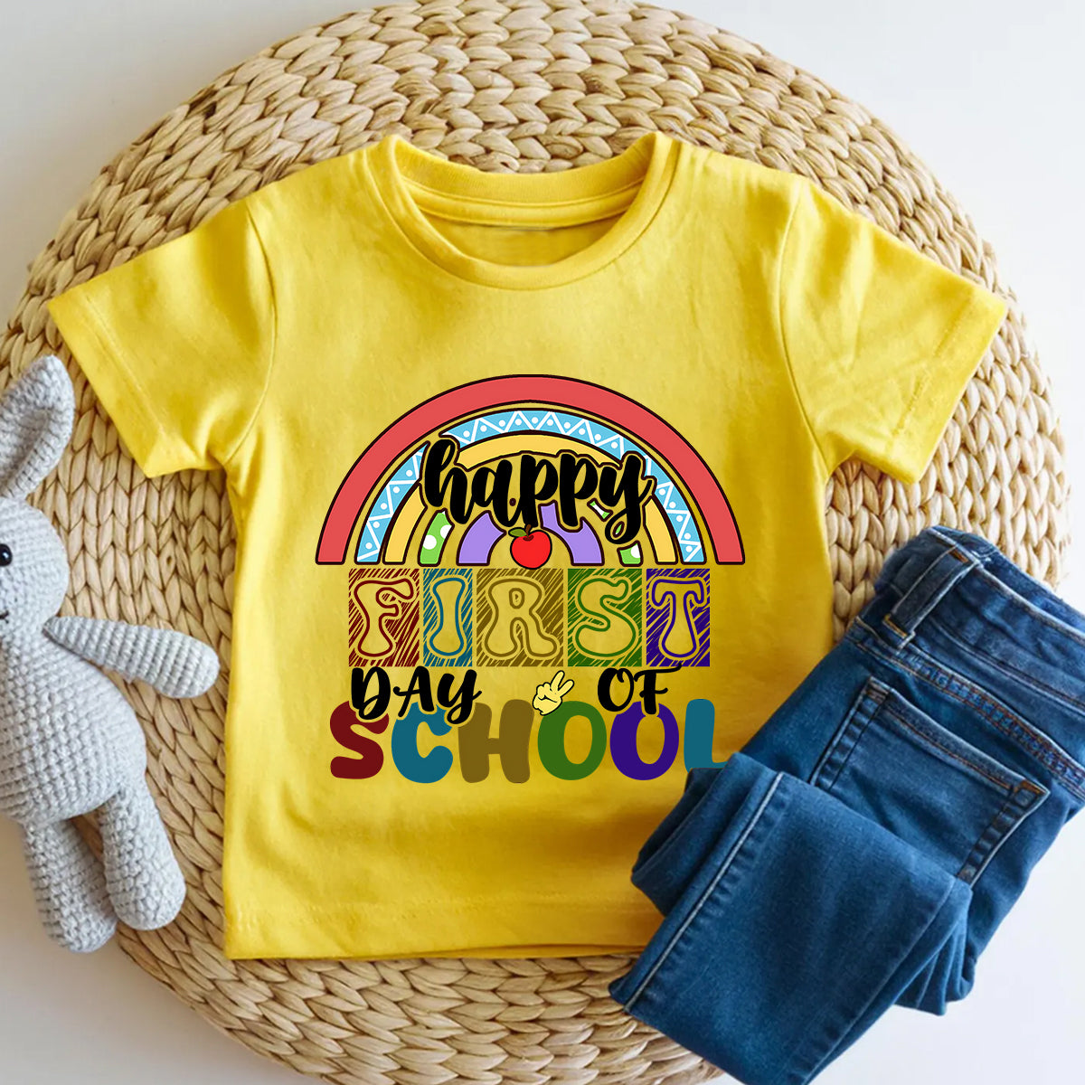 Happy First Day Of School And Rainbows Toddler T-shirts