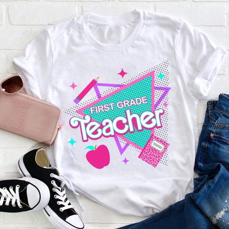 Personalized Grade Shining Triangle Teacher T-Shirt