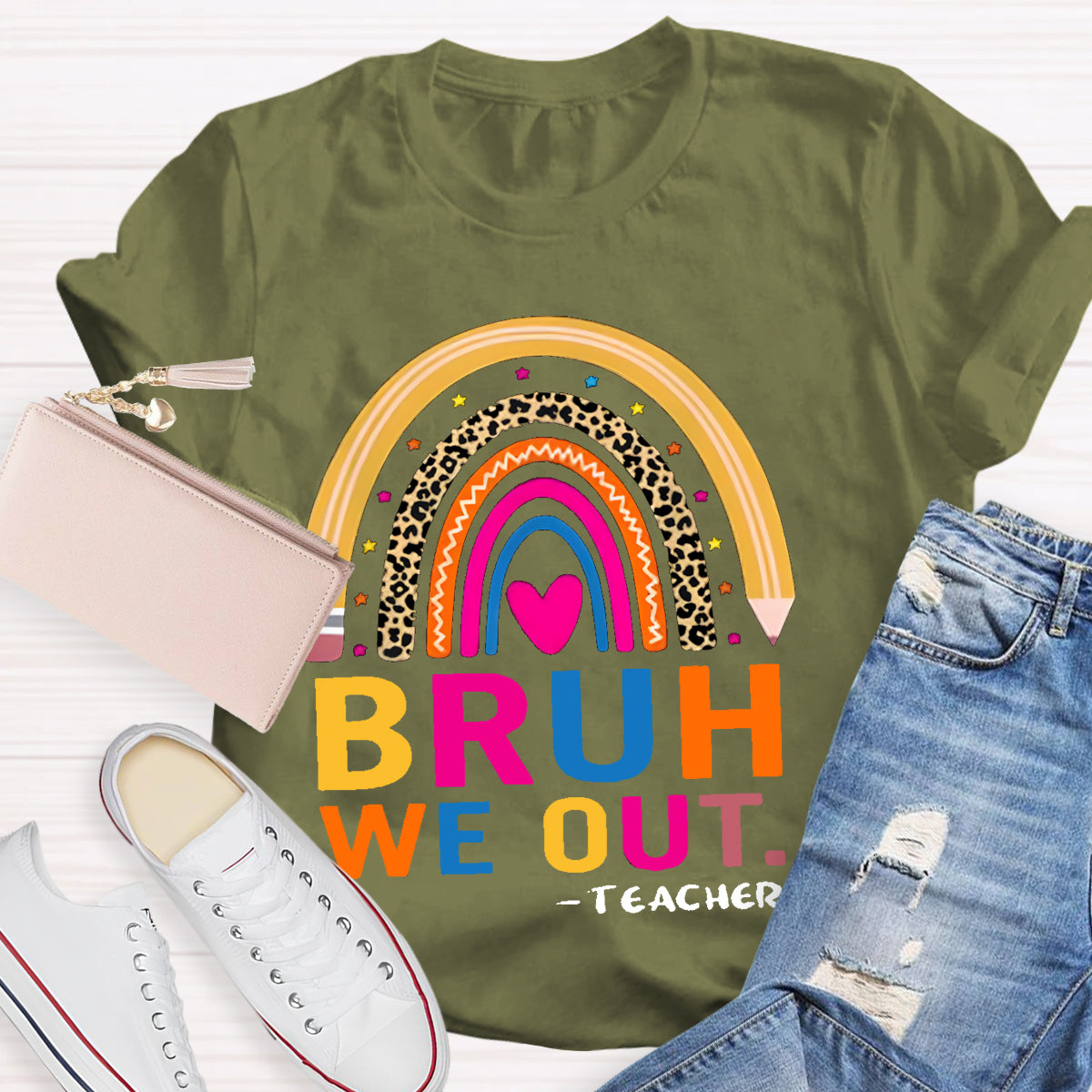 Bruh We Out Teachers Teacher T-Shirt
