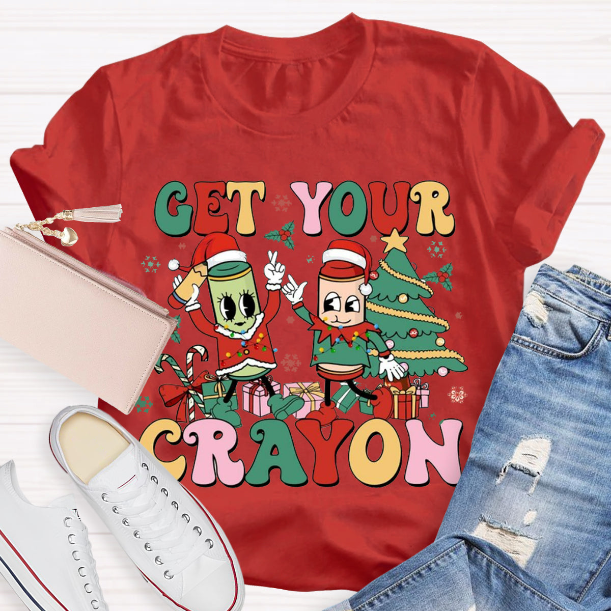 Christmas Get Your Crayon Art Teacher T-Shirt