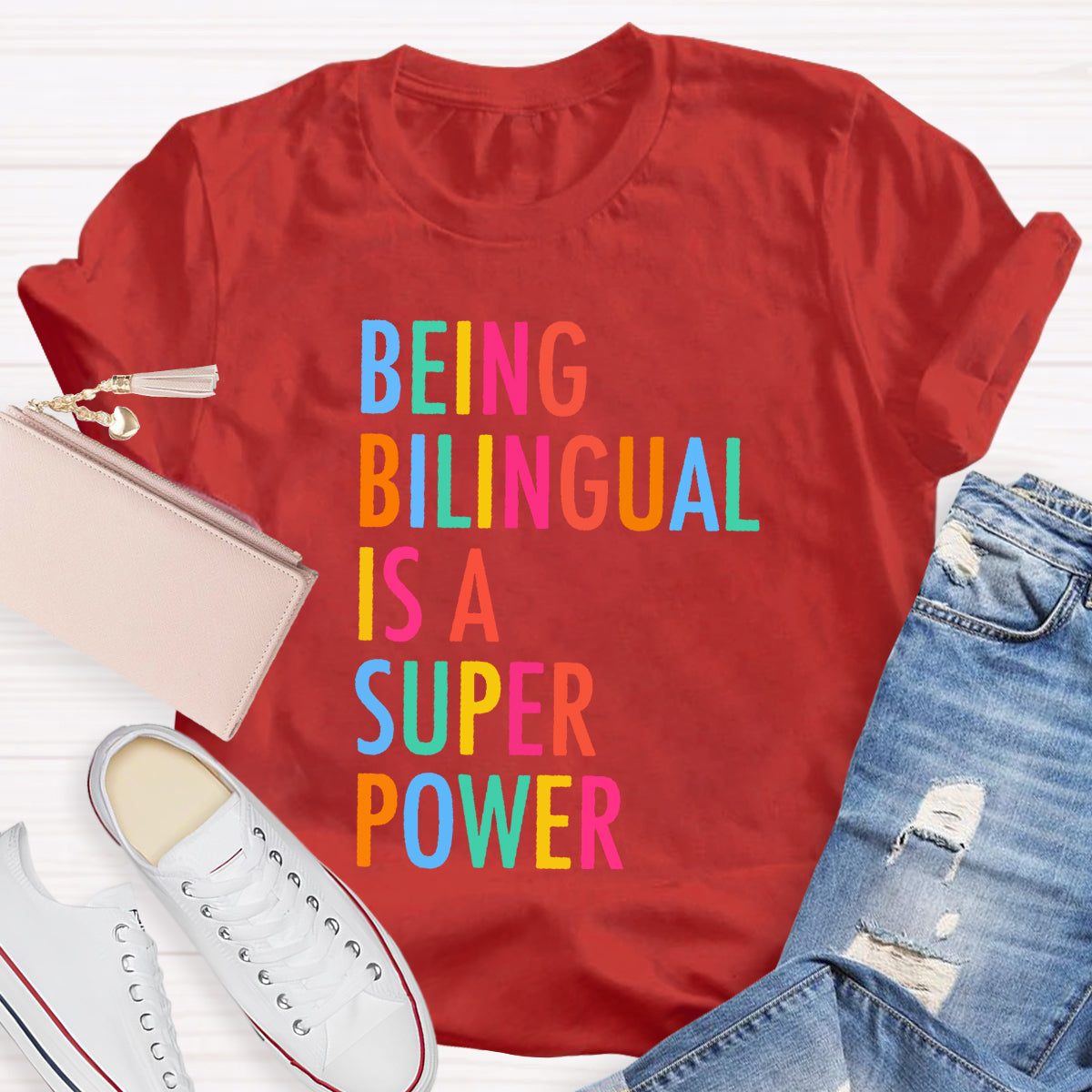 Being Bilingual Is A Super Power Teacher T-Shirt