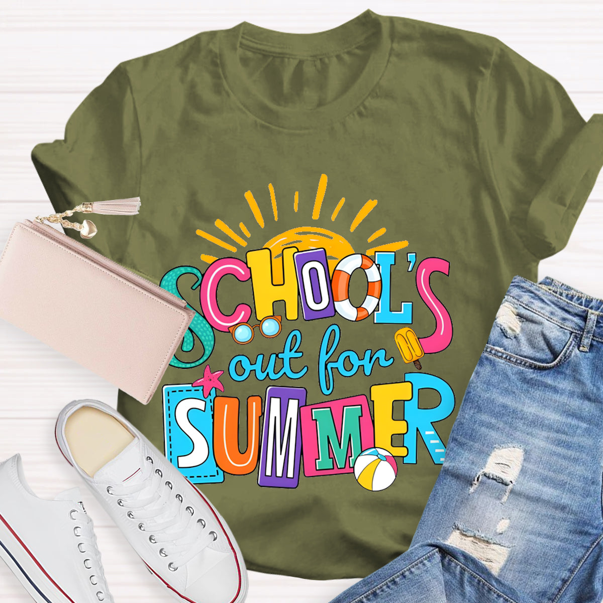 Schools Out For Summer Sun Teacher T-Shirt