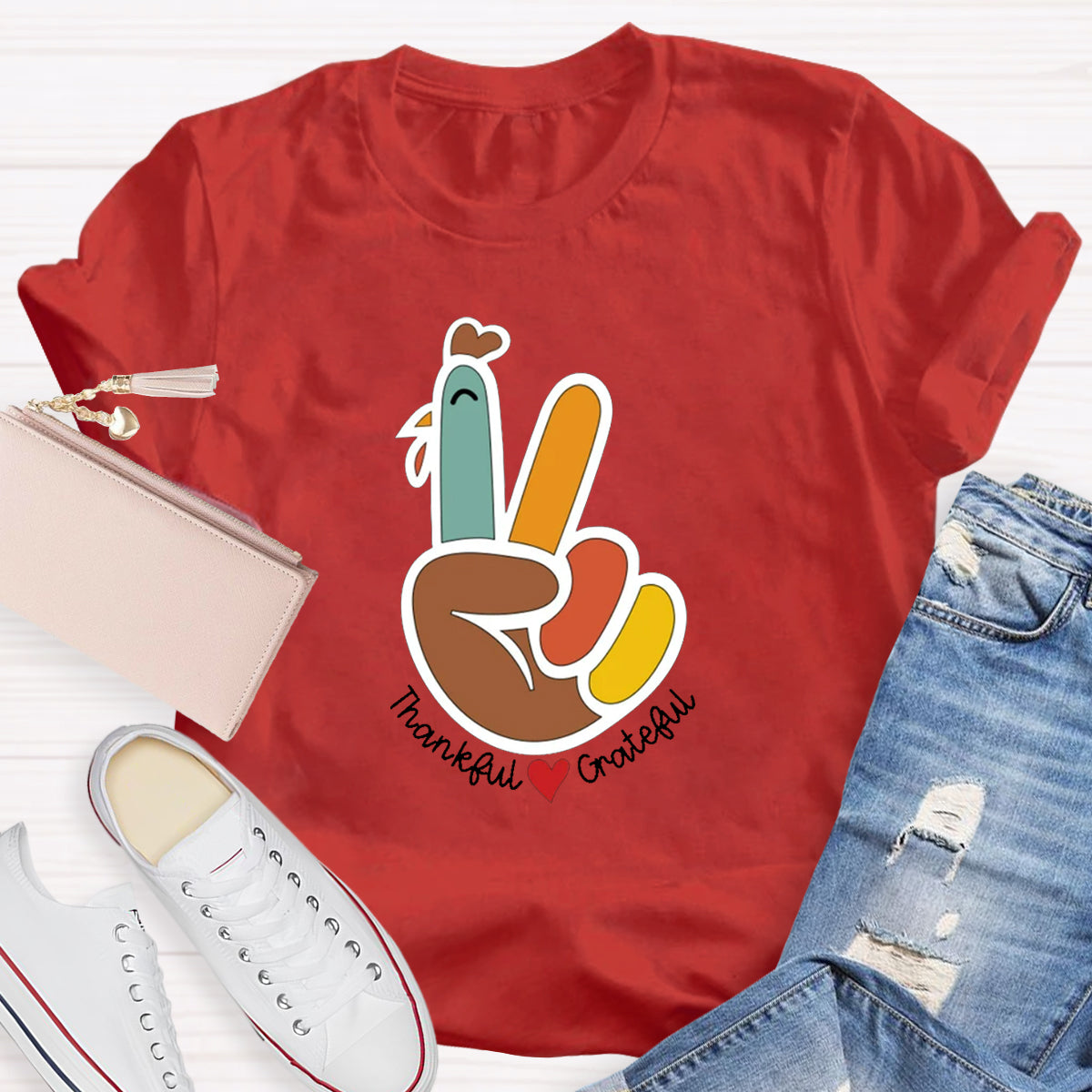 Funny Turkey Thankful Teacher T-Shirt