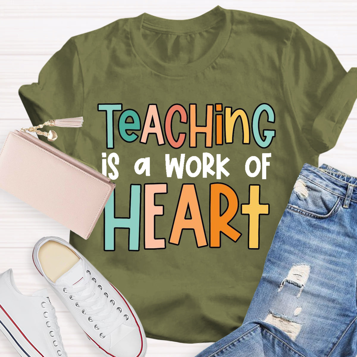 Teaching Is A Work For Heart Teacher T-Shirt