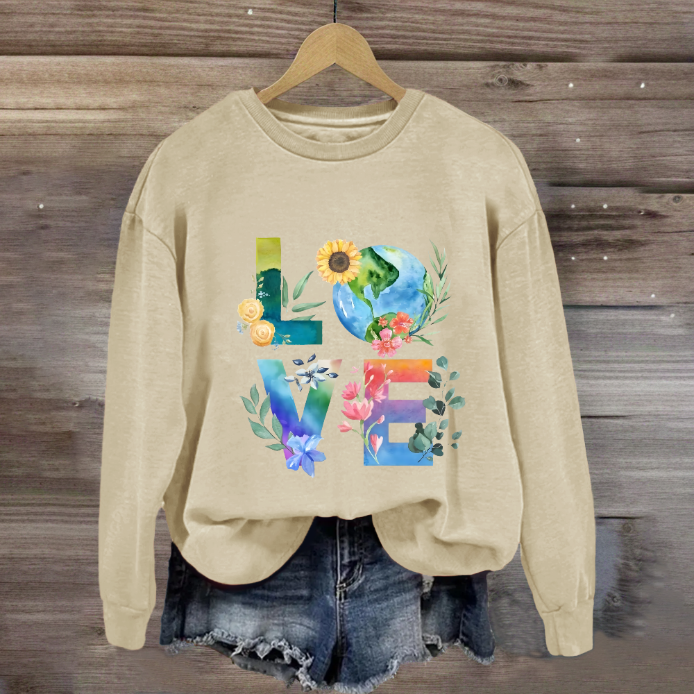 Love Our Planet Earth Day Teacher Sweatshirt