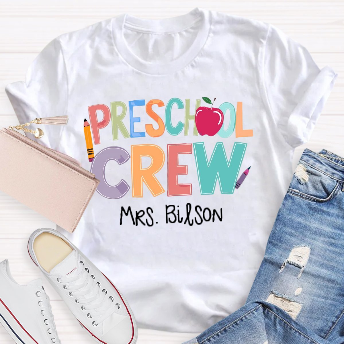 Personalized Name Preschool Crew Shirt