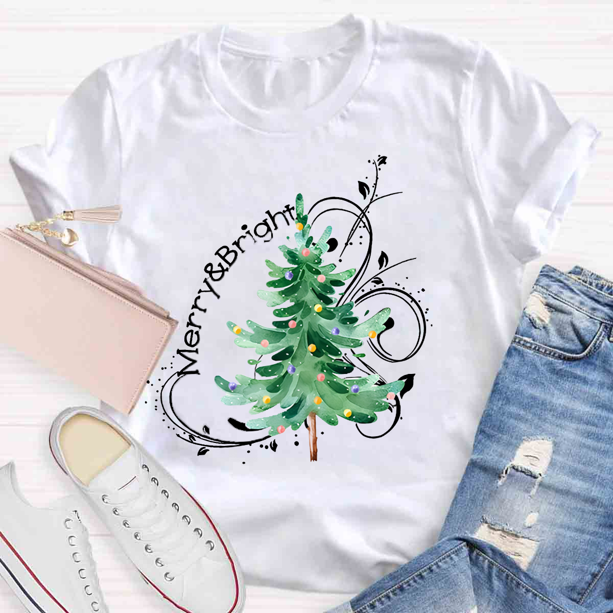 Merry And Bright Christmas Tree Class T-Shirt