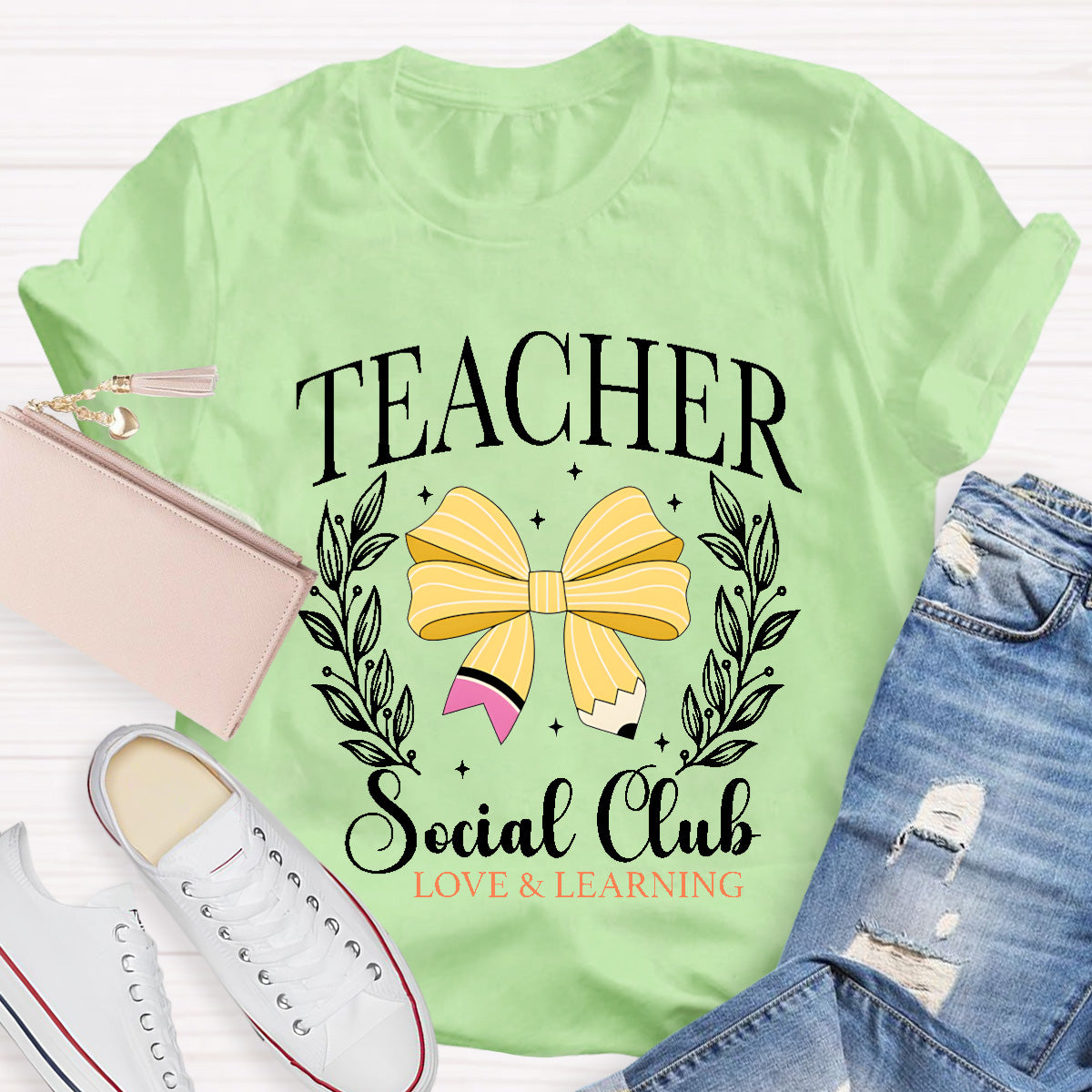Teacher Social Club Love And Learning Teacher T-Shirt