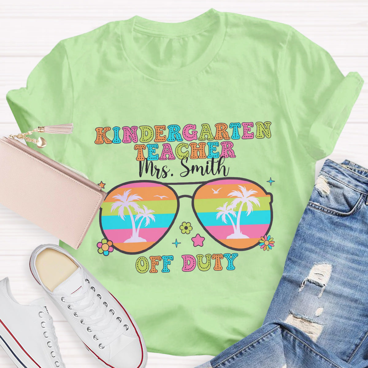 Personalized Name And Grade Off Duty Teacher T-Shirt