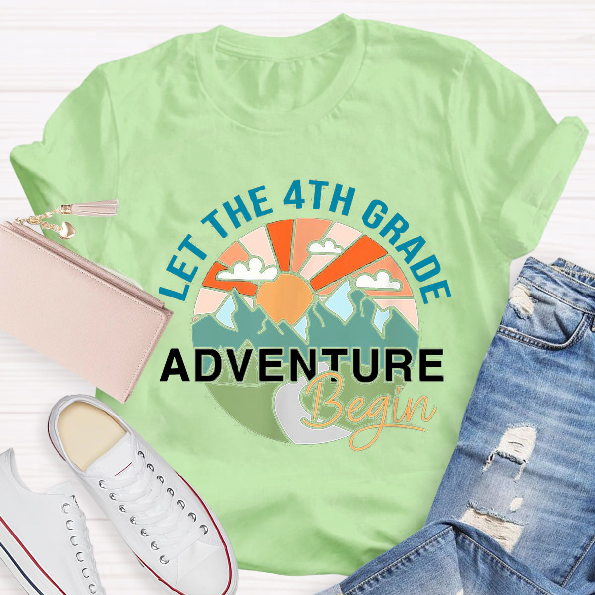 Personalized Grade Let The 4th Grade Adventure Begin Teacher T-Shirt