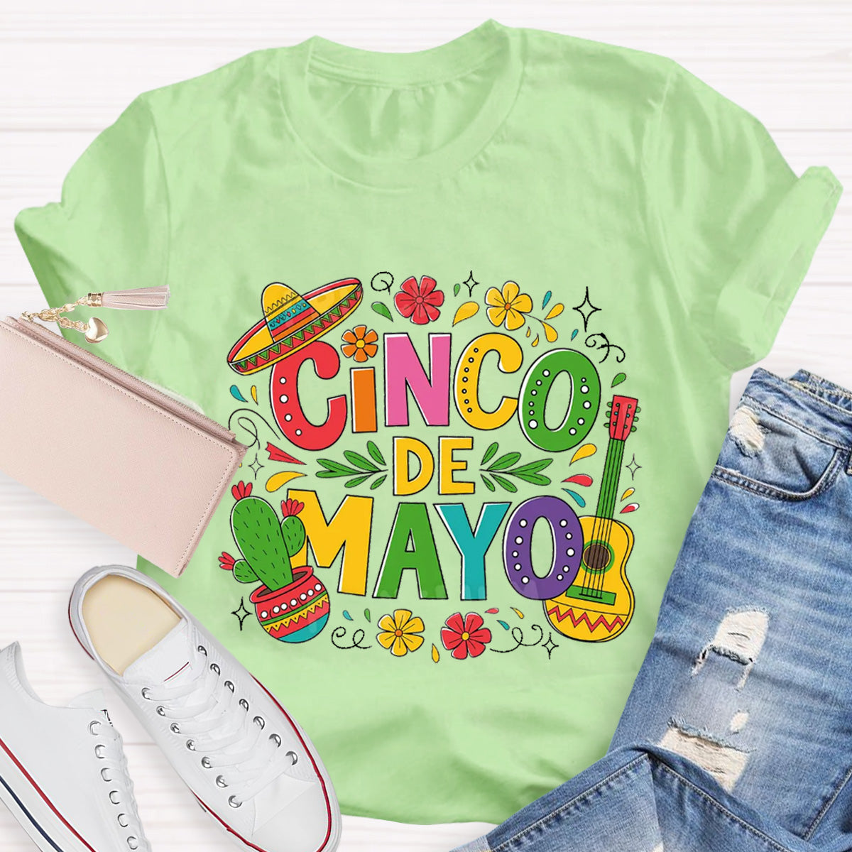 Cinco De Mayo Red Flower Teacher T-Shirt