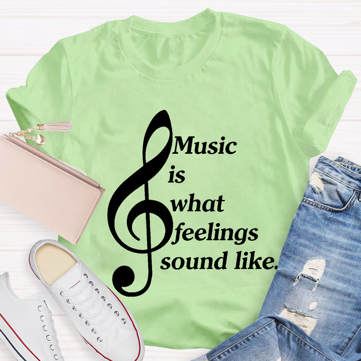 Music Is What Feelings Sound Like Teacher T-Shirt