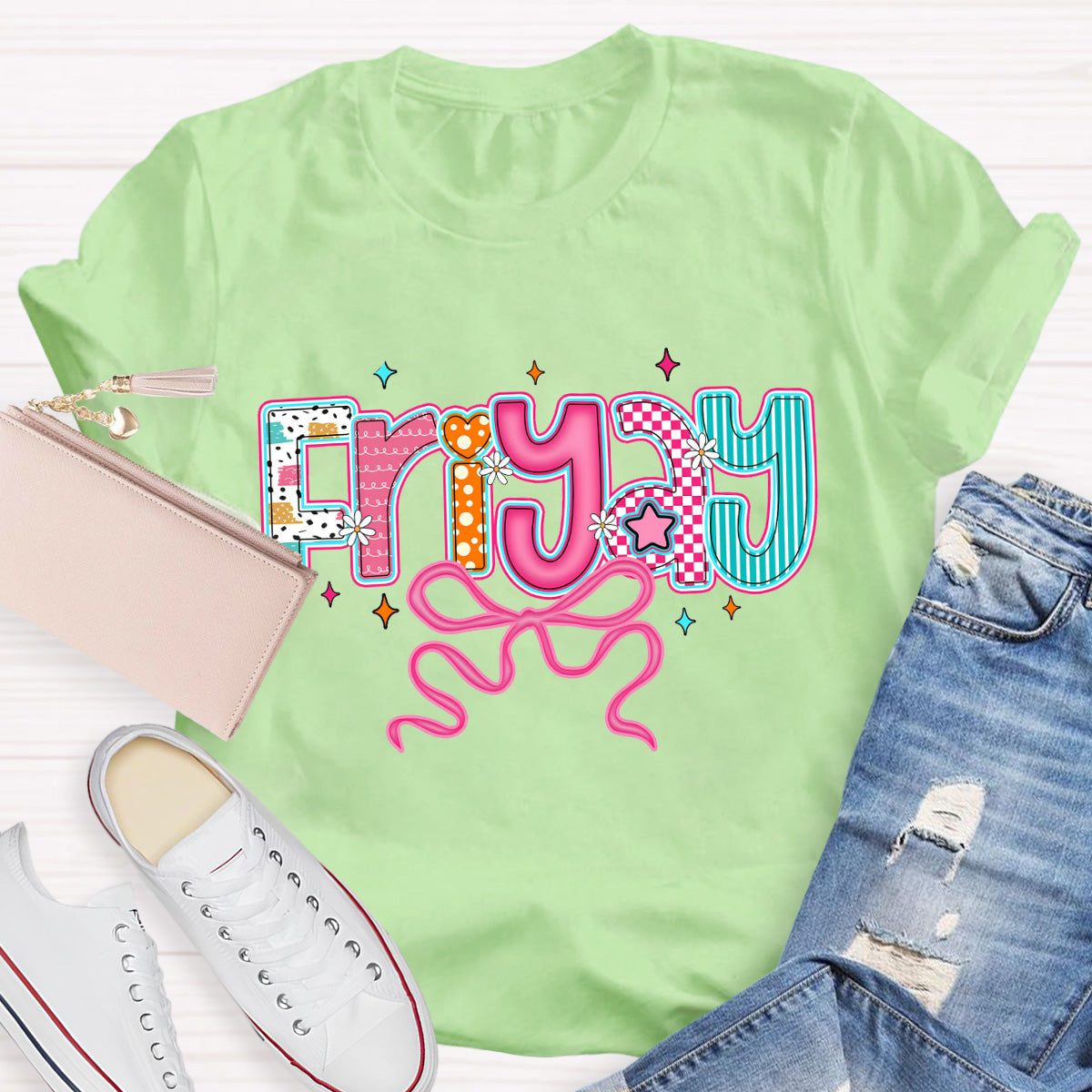Friyay Pink Star Teacher T-Shirt