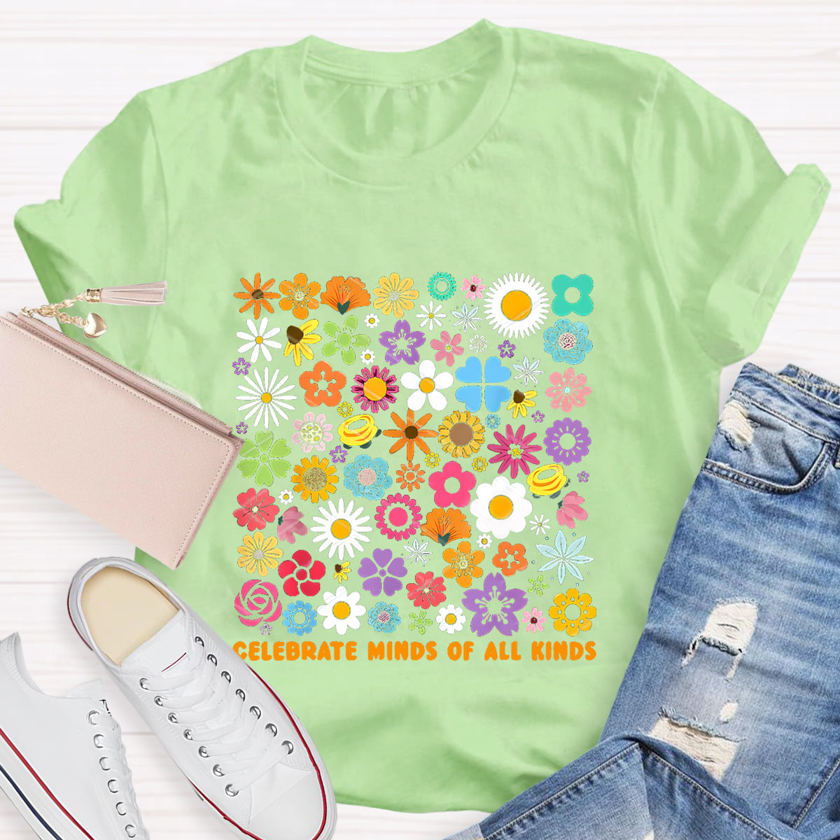 Colorful Flower Celebrate Minds of All Kinds T-Shirt