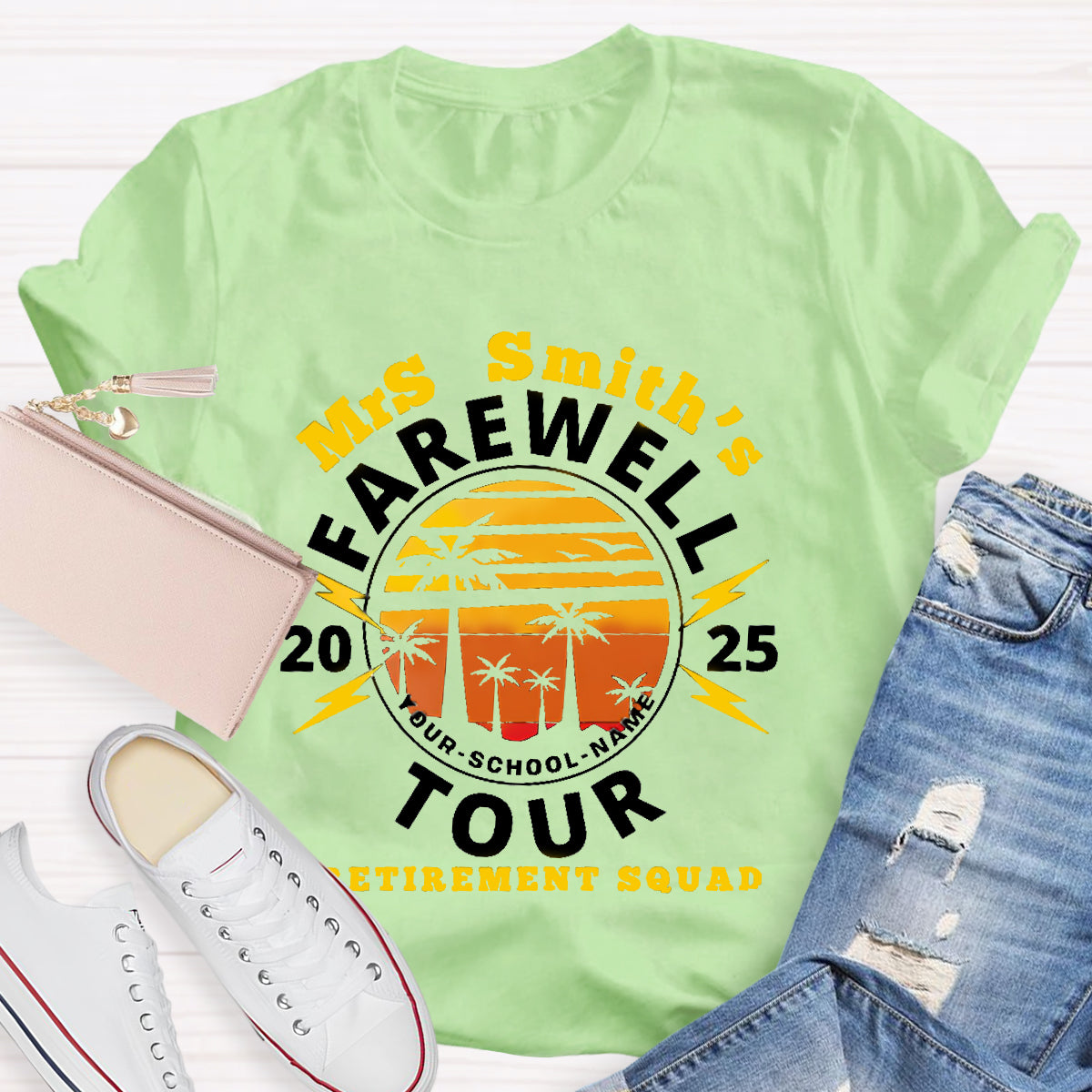 Personalized Teacher's Name And School Name Farewell Tour Retirement Squad T-Shirt