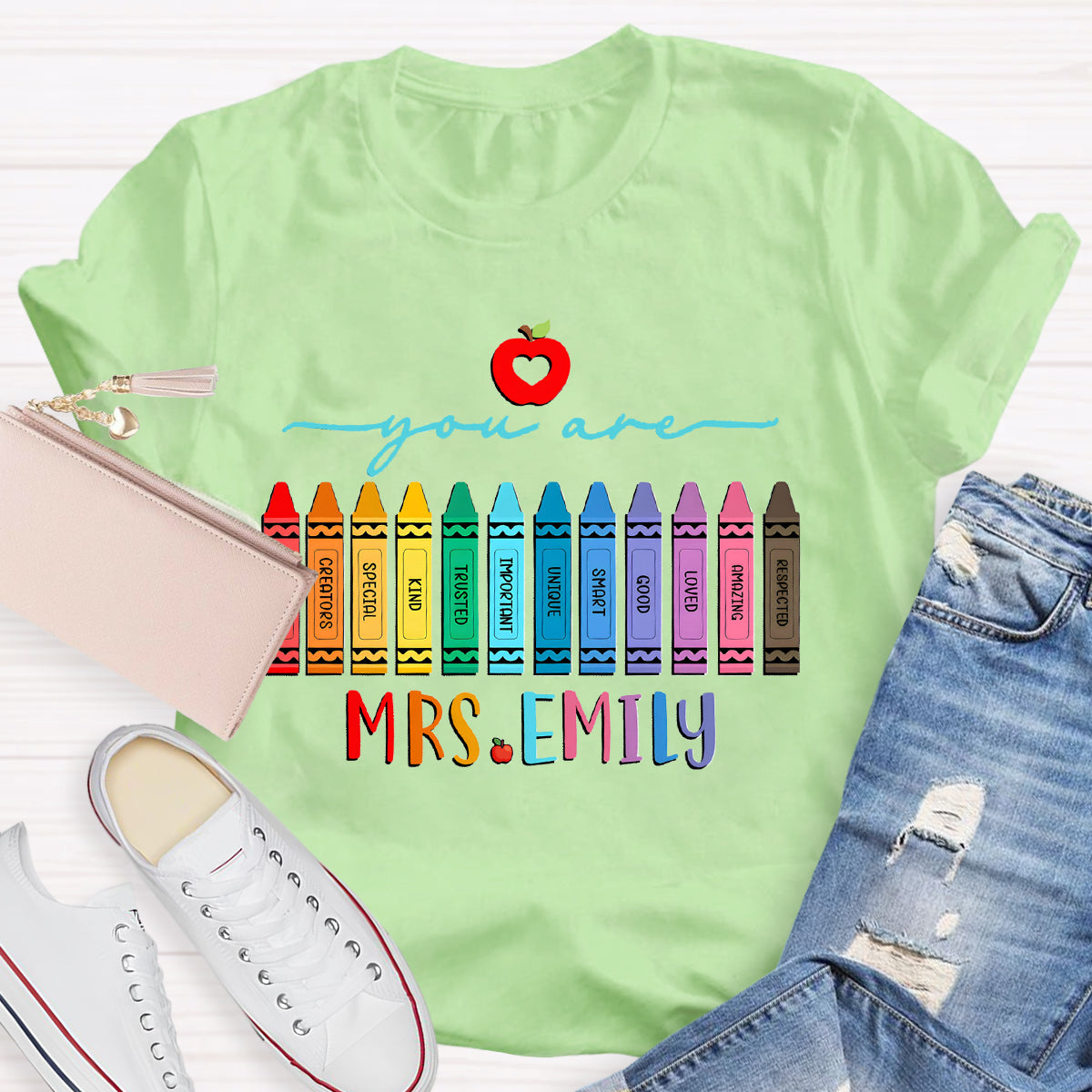 Personalized Name You Are Good Special Crayon Apple T-Shirt