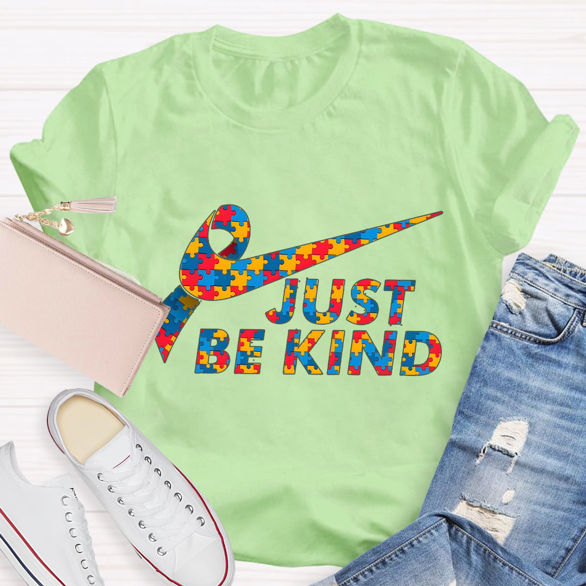 Just Be Kind Color Puzzle  Teacher T-Shirt