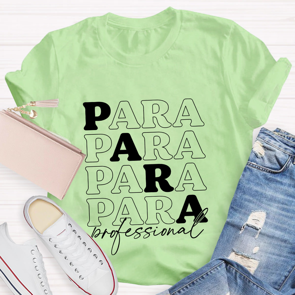 Para Profession Black Letters Teacher T-Shirt