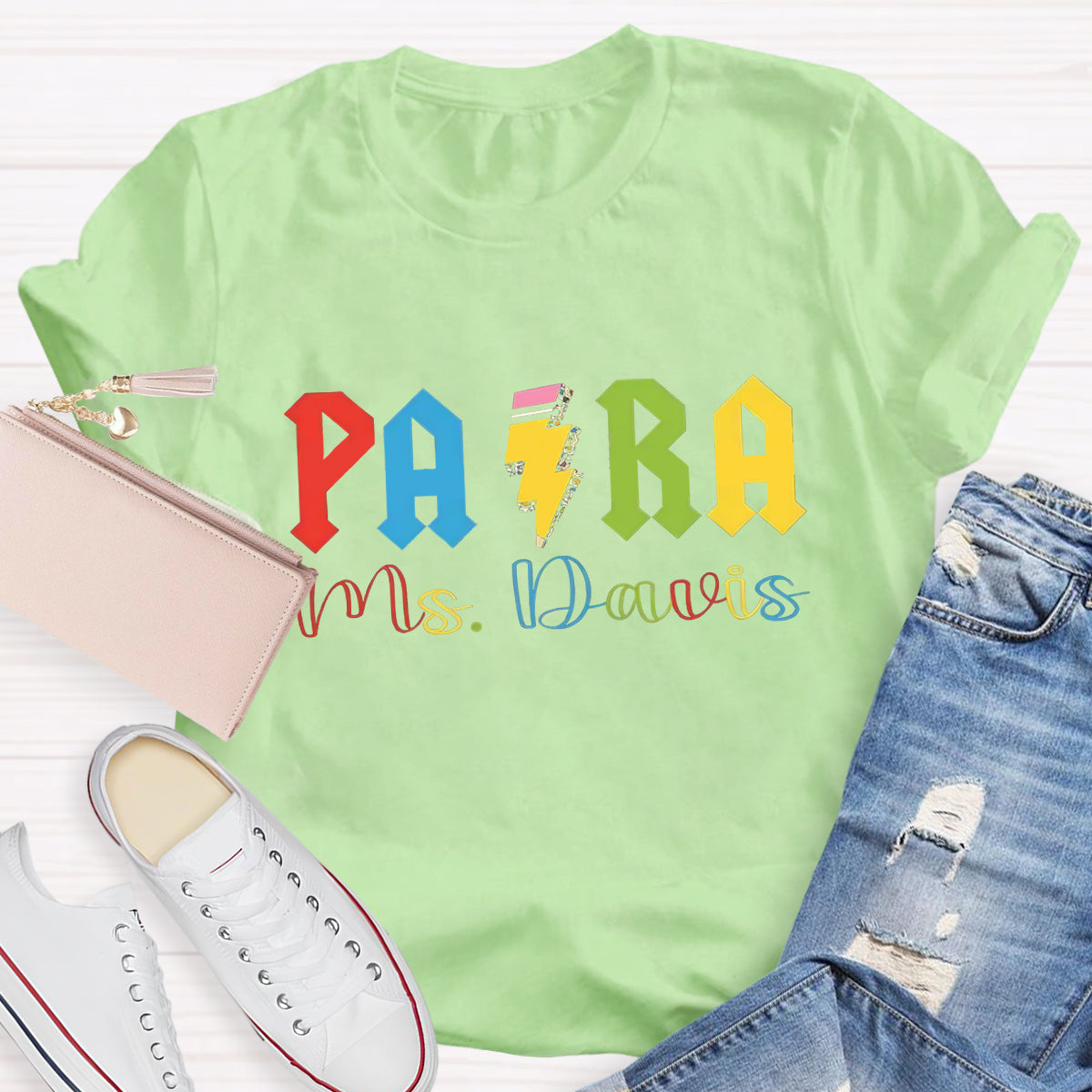 Personalized Para Teacher Name Pencil T-Shirt