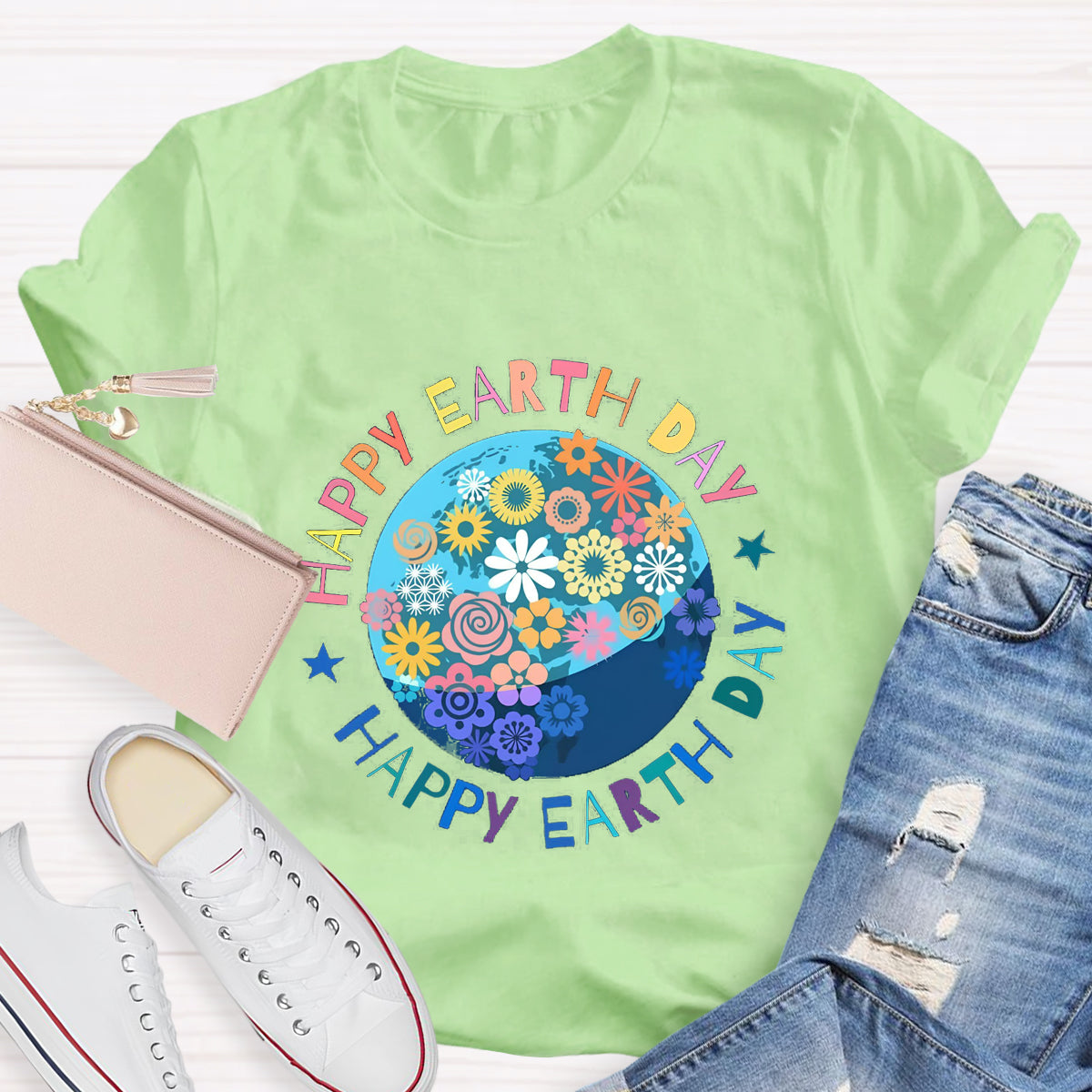 Happy Earth Day Floral Earth T-Shirt