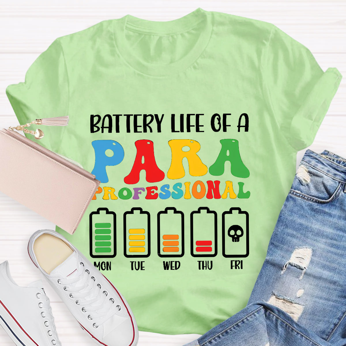 Battery Life of Paraprofessional Teacher T-Shirt