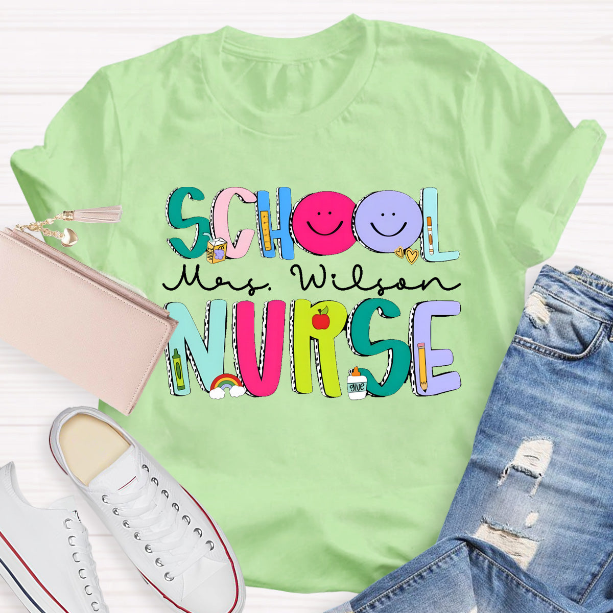 Personalized School Nurse Name Smile To Students T-Shirt