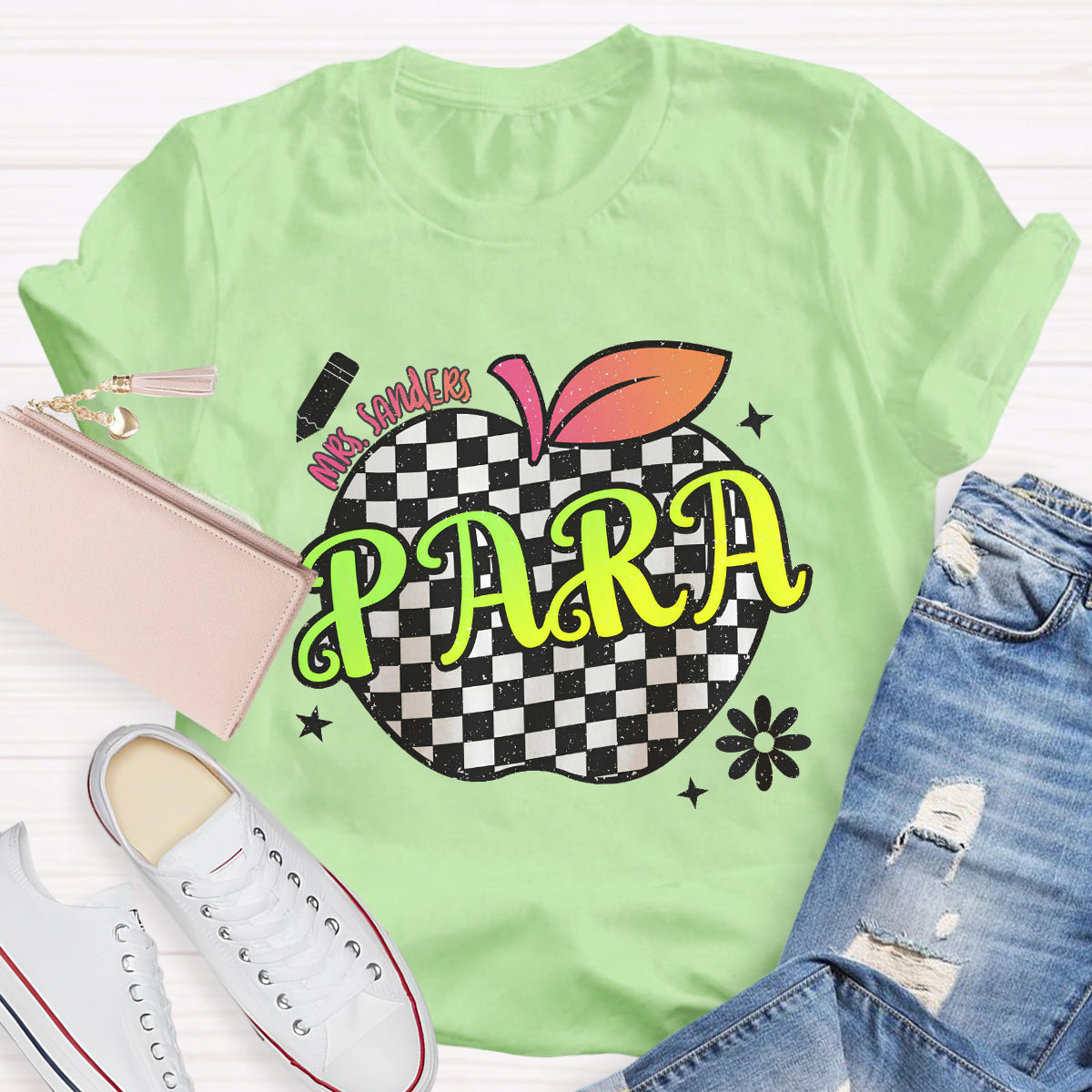 Personalized Para Teachers Name Apple Teacher T-Shirt