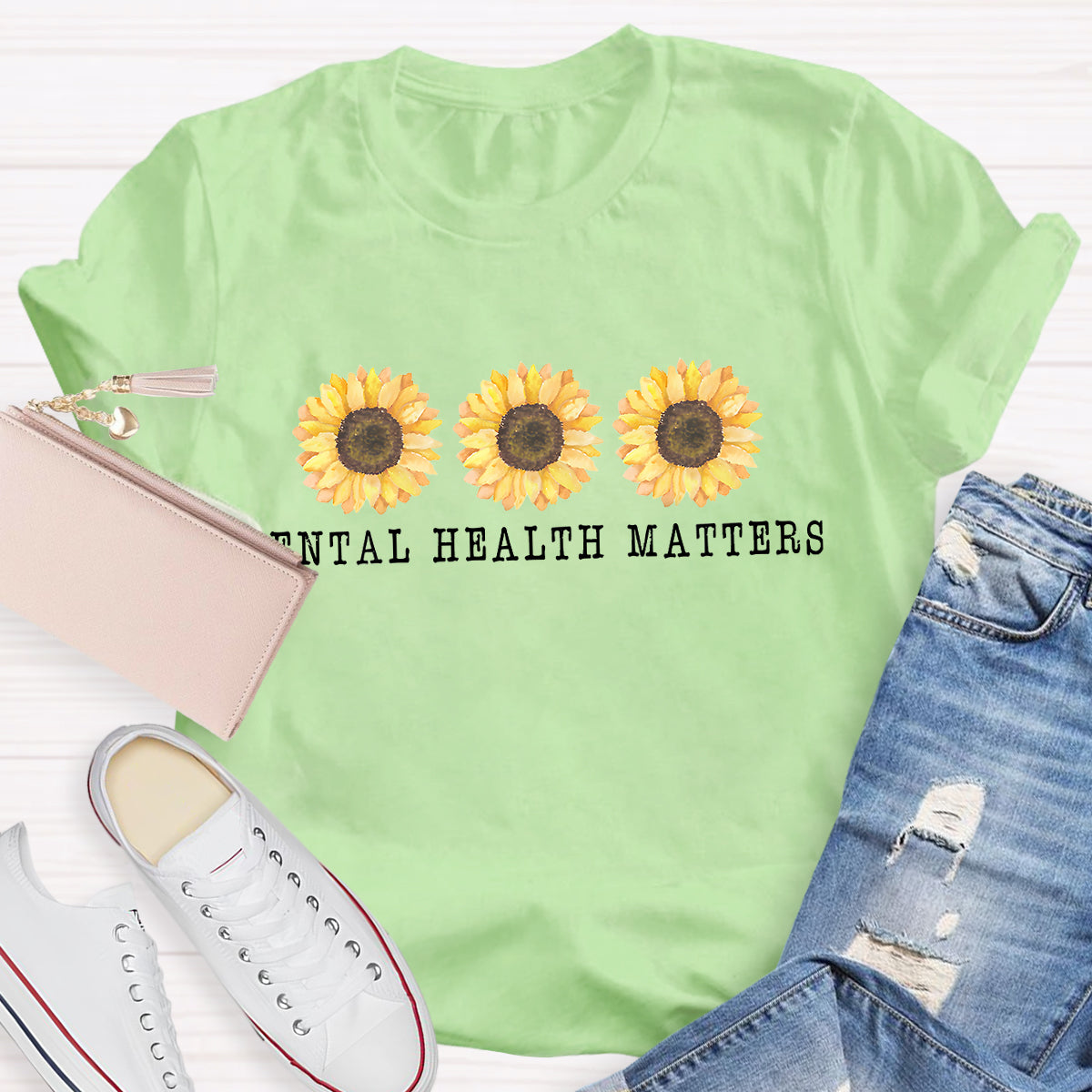 Mental Health Matters Sunflower Teacher T-Shirt