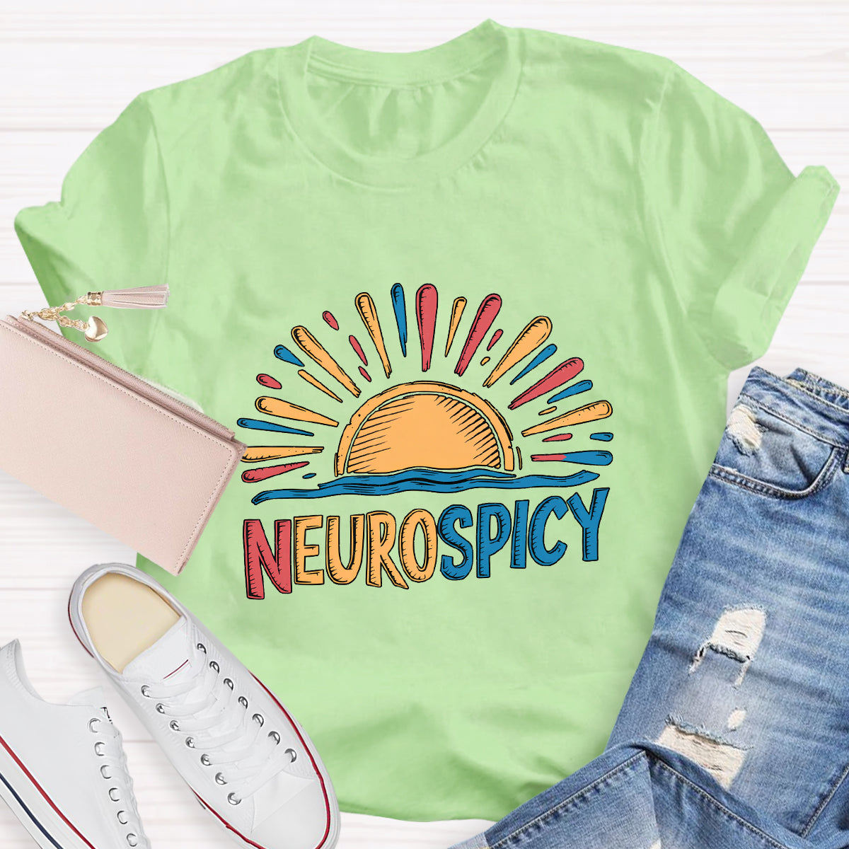 Rainbow Positive Autism Teacher T-Shirt