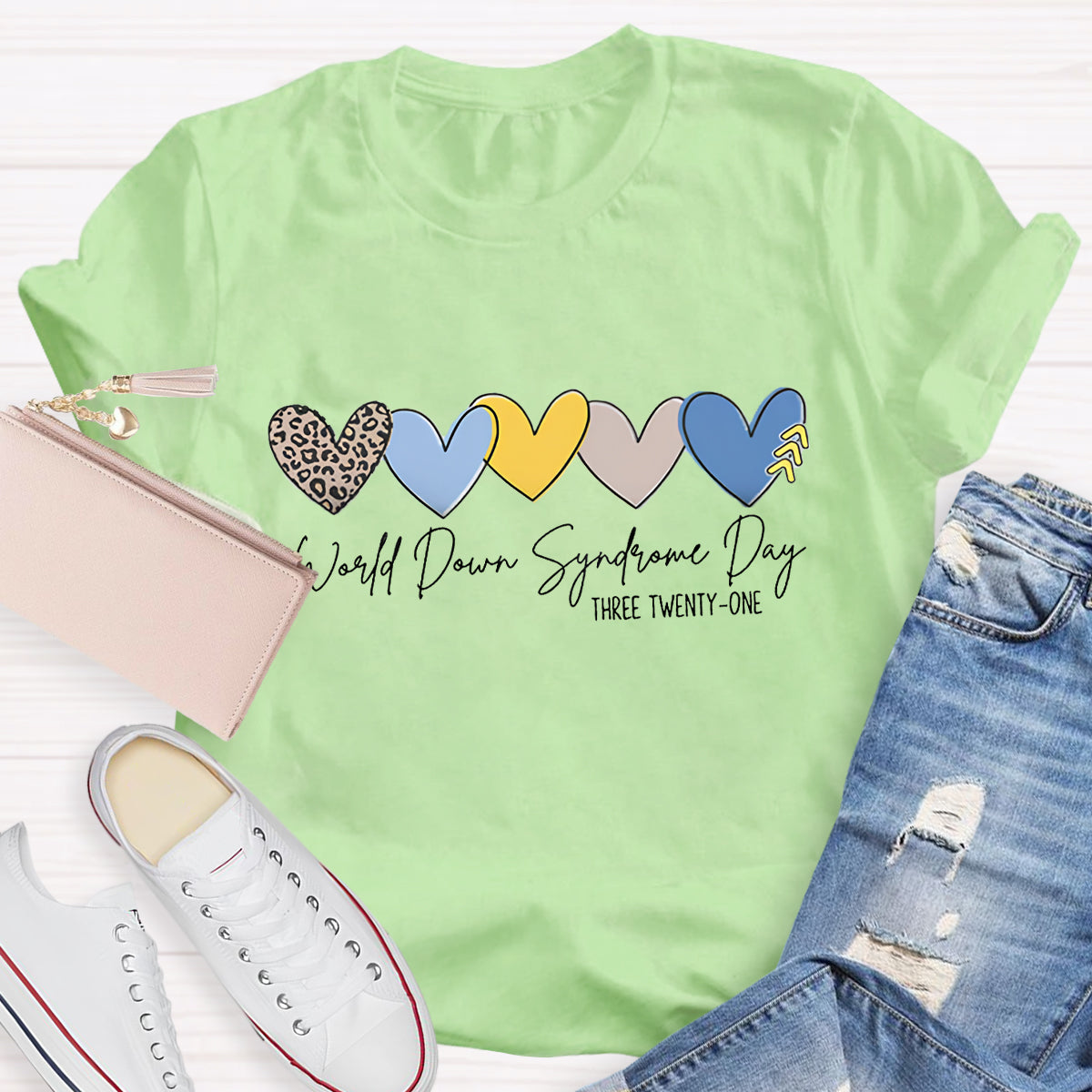 World Down Syndrome Day Leopard Heart T-Shirt