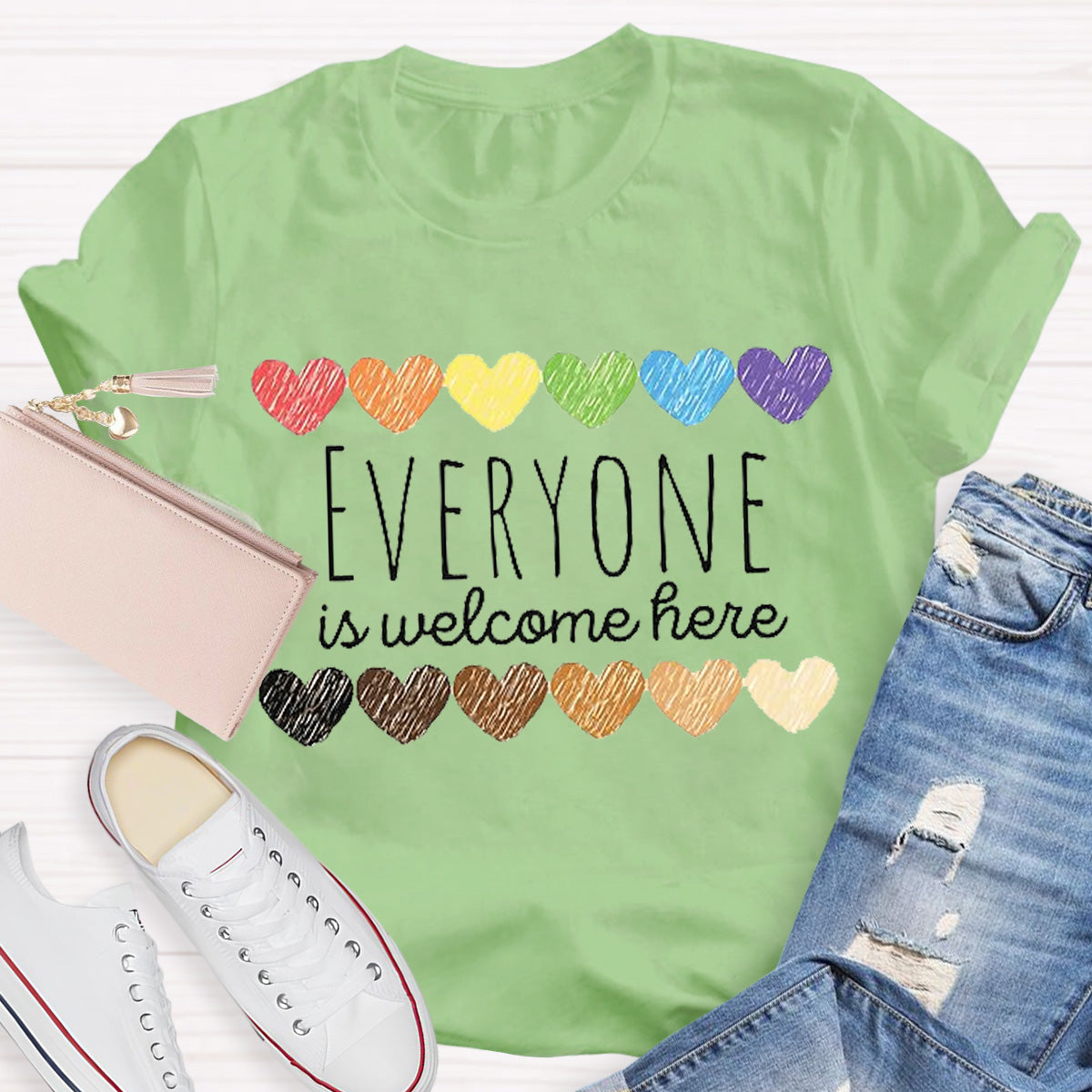 Everyone Is Welcome Here Teacher T-Shirt