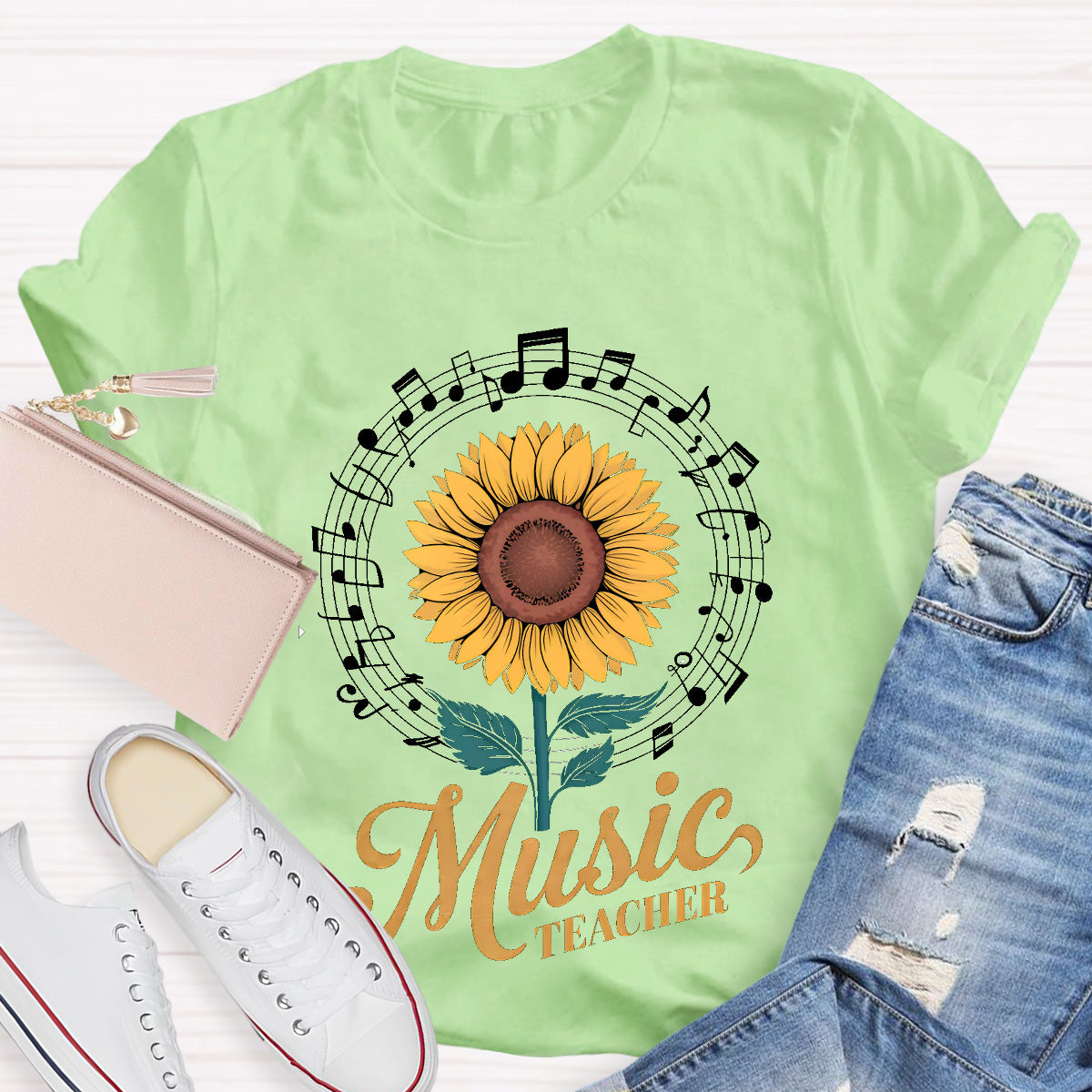 Music Teacher Sunflower Teacher T-Shirt