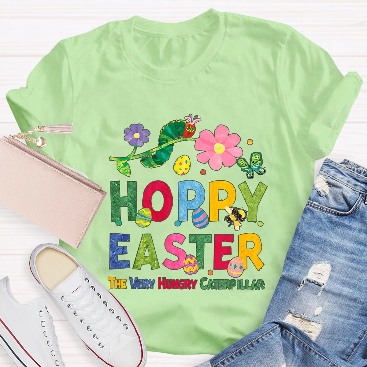 Happy Easter Caterpillar Butterfly Teacher T-Shirt